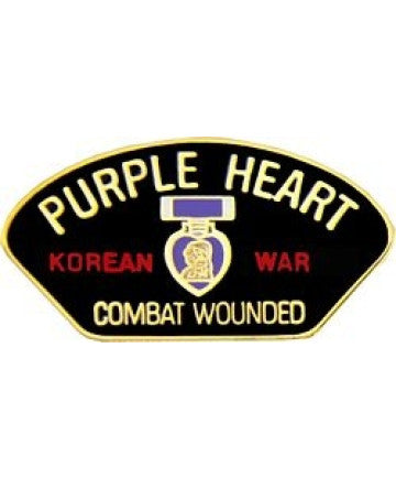 Korean War Combat Wounded Purple Heart Pin - (1 1/8 inch)
