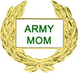 Army Mom with Wreath Pin - (1 1/8 inch)