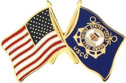 United States & Coast Guard Crossed Flags Pin - (1 inch)