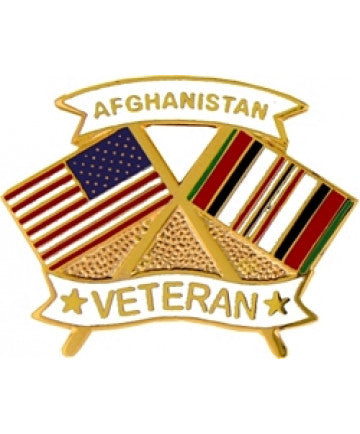 United States & Afghanistan Crossed Flags Afghanistan Veteran Pin - (1 1/4 inch)