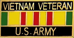 Vietnam Veteran United States Army with Ribbon Pin - (1 1/8 inch)