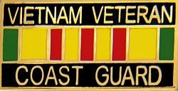 Vietnam Veteran United States Coast Guard with Ribbon Pin - (1 1/8 inch)
