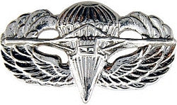 Army Paraglider pin in bright silver - (1 1/2 inch)