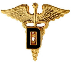 Army Dental Corps Dentist pin in Satin Gold - (1 inch)