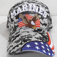 Marines in camo with flag cap
