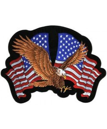 2 Flags w/ Eagle Back Patch (4 3/8 x 3 3/8")